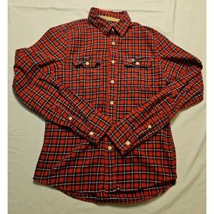 Hollister Red Plaid Flannel Mens XL Button Up‎ Long Sleeve Shirt